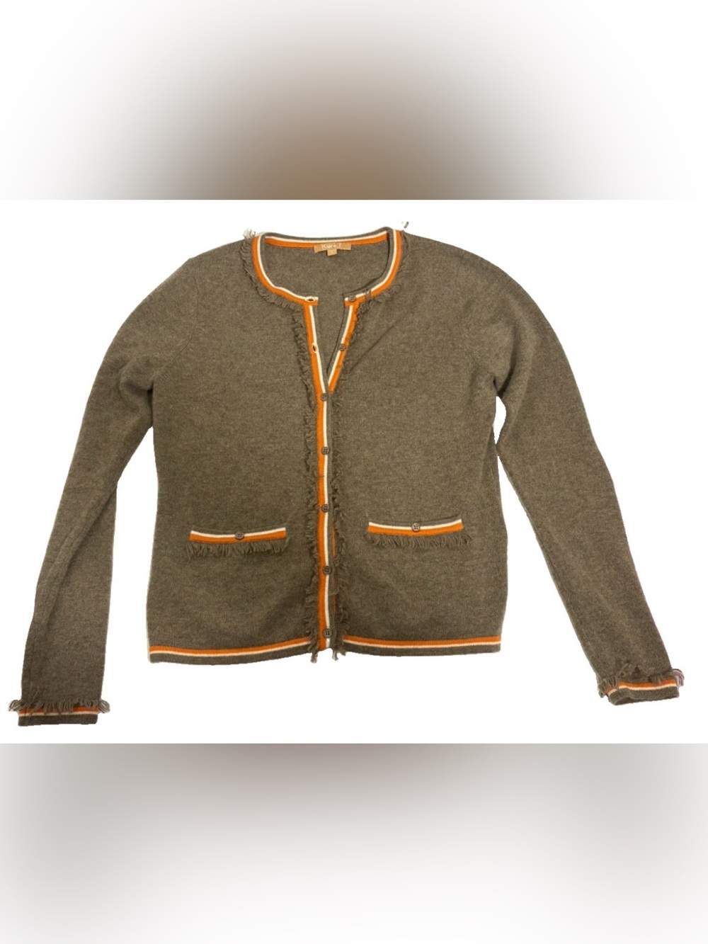 Kier + J Womens Beige Cashmere V-Neck Cardigan Long Sleeve Size S